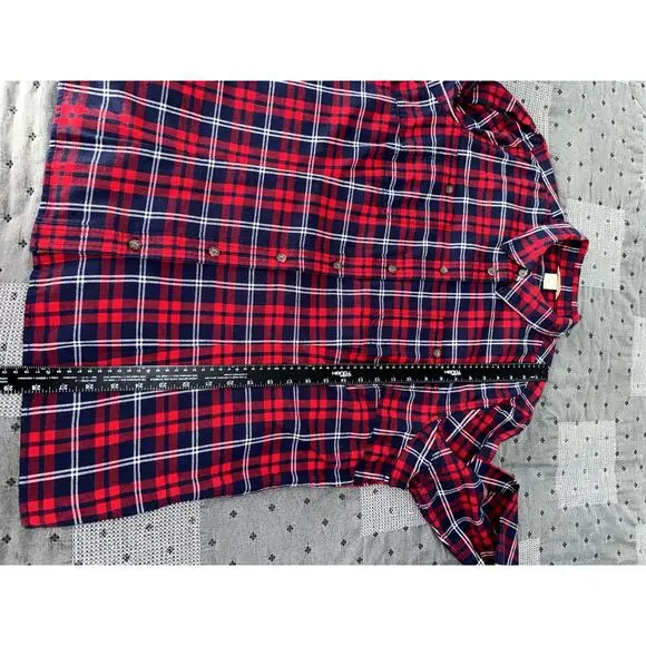 Duluth Trading Plaid Flannel Shirt Women’s XL Red/Blue - Picture 7 of 7